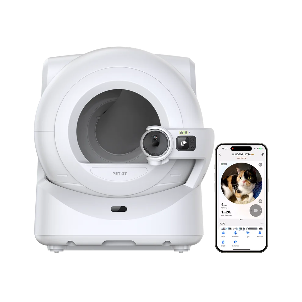 Petverse Purobot Ultra Cat Litter Box, the First AI-powered Automatic Cat Litter Box with Camera.