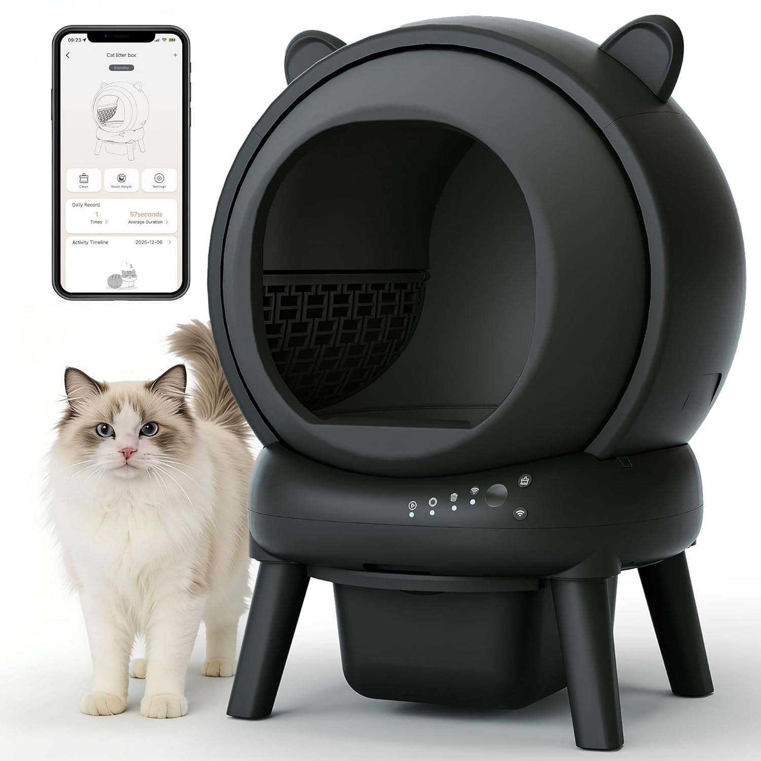 Petverse Self Cleaning Litter Box, Automatic Cat Litter Box for Multiple Cats, Auto Litter Box Robot with APP Control, Dual Safety Sensors, Odor Control
