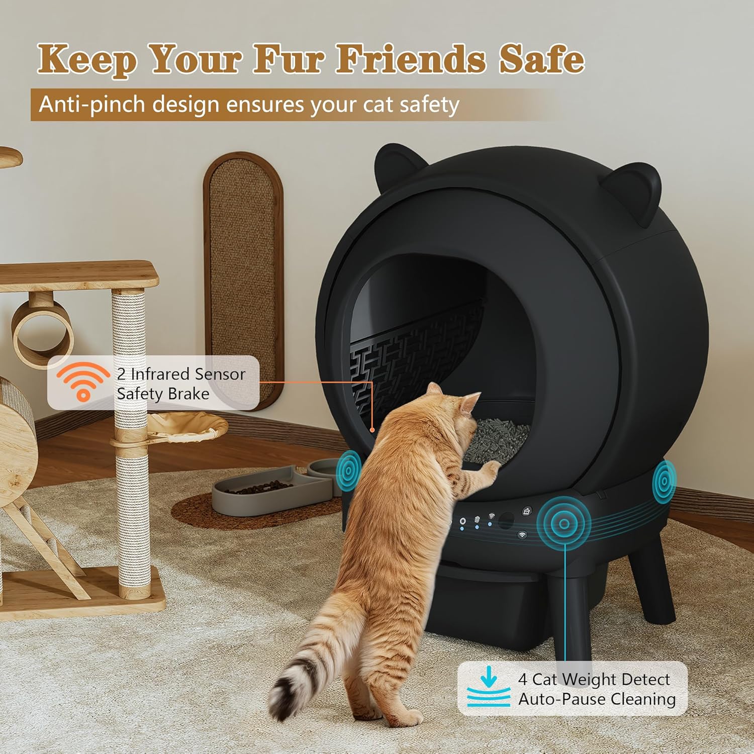 Petverse Self Cleaning Litter Box, Automatic Cat Litter Box for Multiple Cats, Auto Litter Box Robot with APP Control, Dual Safety Sensors, Odor Control - Image 6