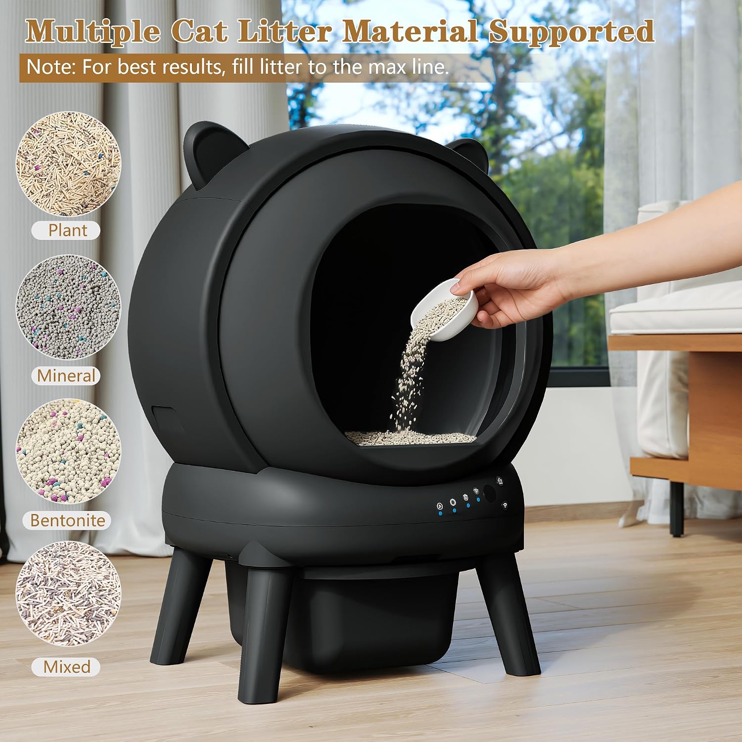 Petverse Self Cleaning Litter Box, Automatic Cat Litter Box for Multiple Cats, Auto Litter Box Robot with APP Control, Dual Safety Sensors, Odor Control - Image 3