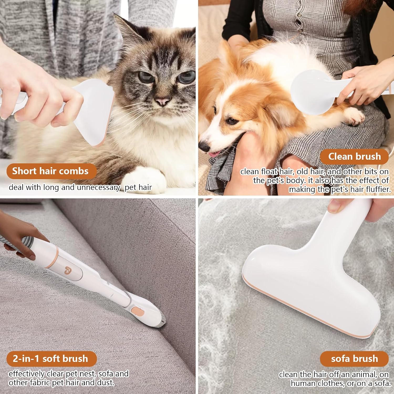 Dogs and Cats Grooming Vacuum Kit, 11Kpa Suction Power Pet Hair Vacuum for Shedding Grooming with 2L Large Capacity Hair Storage, 5 Professional Pet Grooming Tools... - Image 3