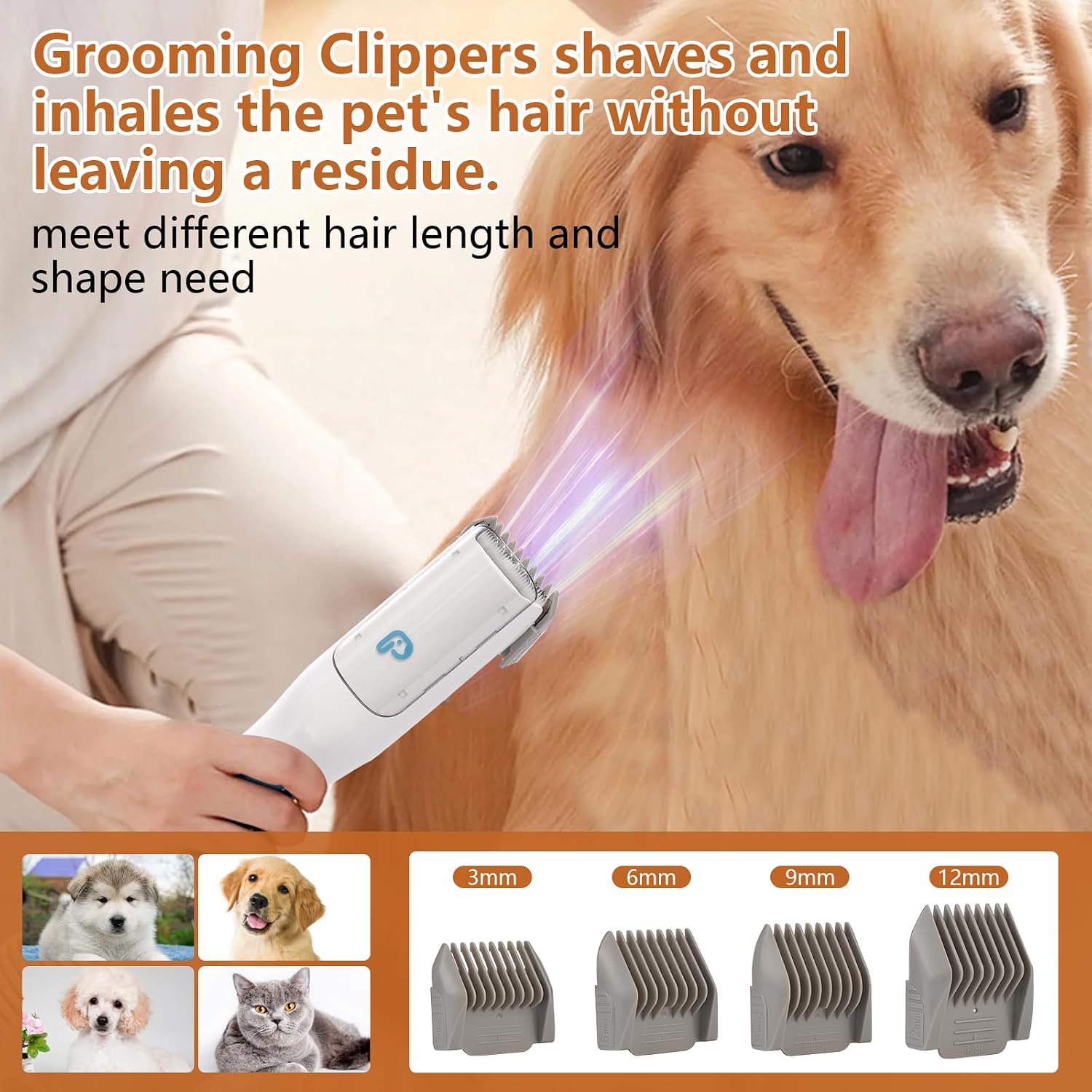 Dogs and Cats Grooming Vacuum Kit, 11Kpa Suction Power Pet Hair Vacuum for Shedding Grooming with 2L Large Capacity Hair Storage, 5 Professional Pet Grooming Tools... - Image 4