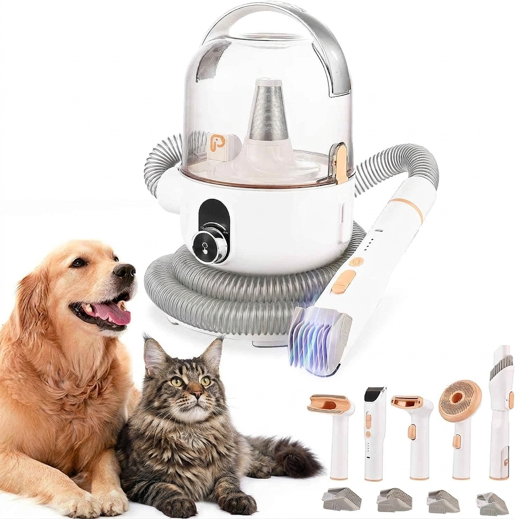 Dogs and Cats Grooming Vacuum Kit, 11Kpa Suction Power Pet Hair Vacuum for Shedding Grooming with 2L Large Capacity Hair Storage, 5 Professional Pet Grooming Tools…